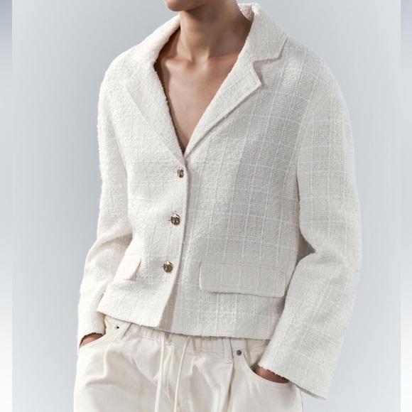 New ZARA Textured Blazer ZW Collection - Picture 1 of 7